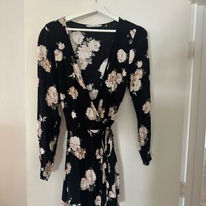 Abercrombie & Fitch Black Floral Long Sleeve Dress